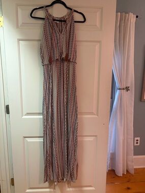Artisan Ny Striped Tassel Boho Aztec Western Maxi Dress Size S